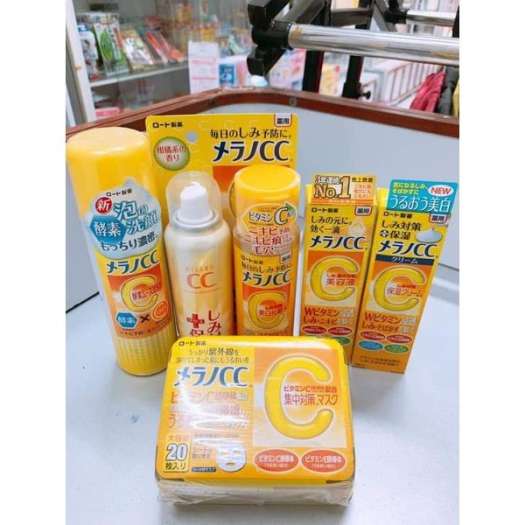 Bộ dưỡng trắng da Melano CC nội địa Nhật: sữa rửa mặt nước hoa hồng serum xịt khoáng kem dưỡng