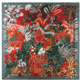 Chéo Khăn Lụa, Khăn Quàng Vuông Nữ In Hình Jungle Castle 130Cm/52Inch Khăn Choàng Lụa Trang Trí Khăn Choàng Khăn Choàng