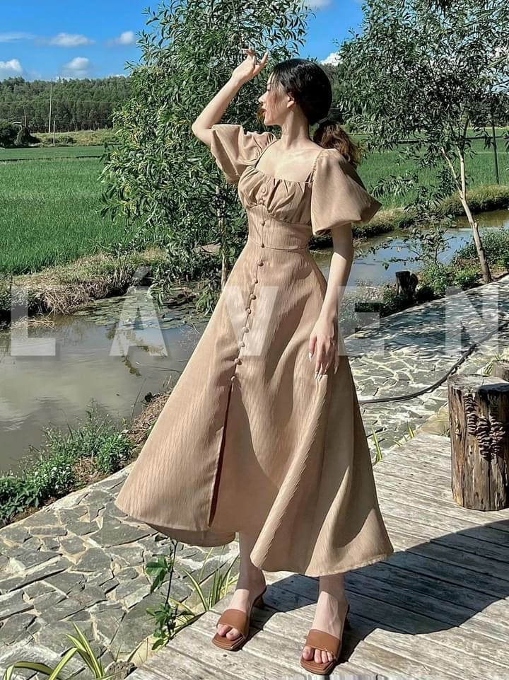 Đầm Nữ dự tiệc dáng xòe chất liệu lụa cao cấp sang trọng quyến rũ thích hợp đi chơi dạo phố thời trang HARI