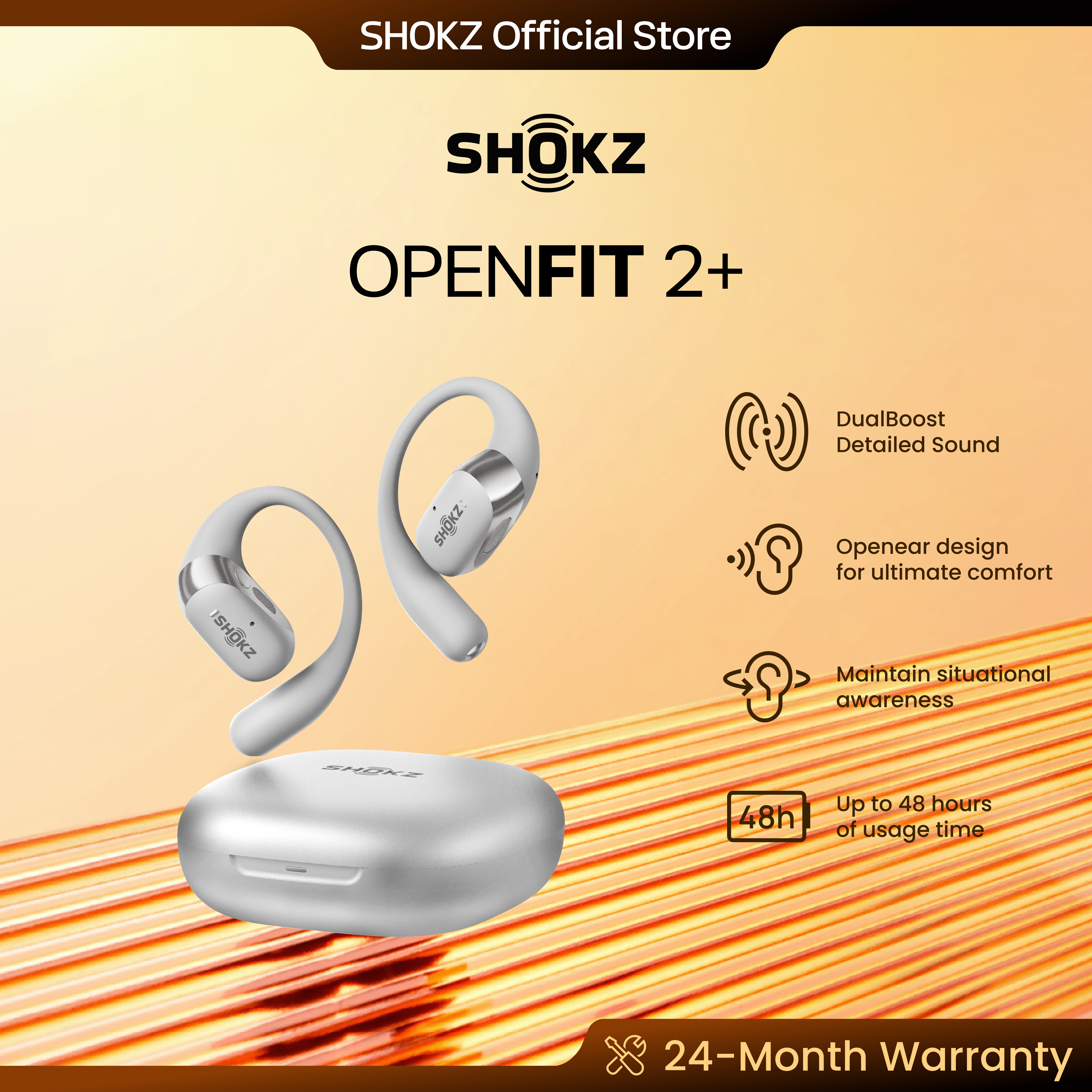 [SG Local Shipping] New Shokz OpenFit 2+ T921,[2-year warranty] Open-Ear Headphones, True Wireless Bluetooth Earphones with Microphone, Earhook Earbuds with 48 Hours of Playtime