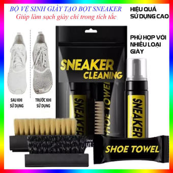 Chai xịt tẩy trắng giày và túi xách ố vàng CAO CẤP Sneaker 150ml chai tạo bọt xịt trắng giày Xịt vệ sinh giày lọ tẩy trắng giầy bị ố vàng chai nước lau sạch giày - Tặng kèm bàn chải và giấy lau cao cấp
