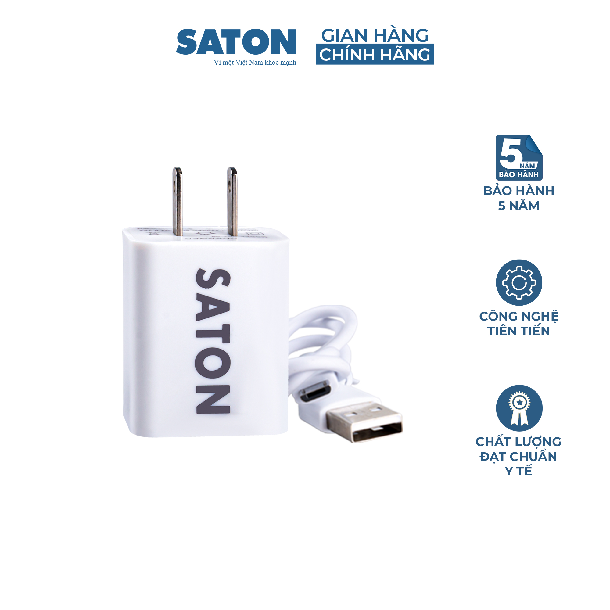 Bộ củ sạc và dây cáp sạc máy đo huyết áp SATON