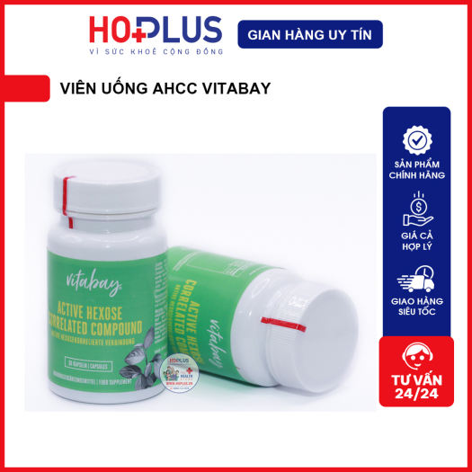 Viên uống AHCC Vitabay mẫu mới 500mg, 30 viên xuất xứ từ Đức giúp tăng hệ miễn dịch, tiêu diệt HPV khỏi cơ thể - Hoplus