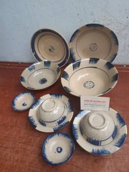 Bộ chén đĩa sành 2 người ăn kiểu nam bộ xưa