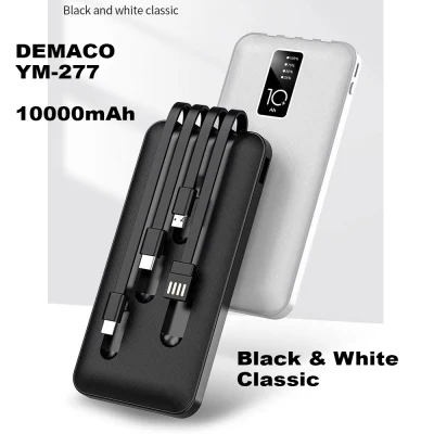 Demaco Powerbank 10000 mAh High Capacity Portable Charger 4 Self Contained Charging Wires (1)
