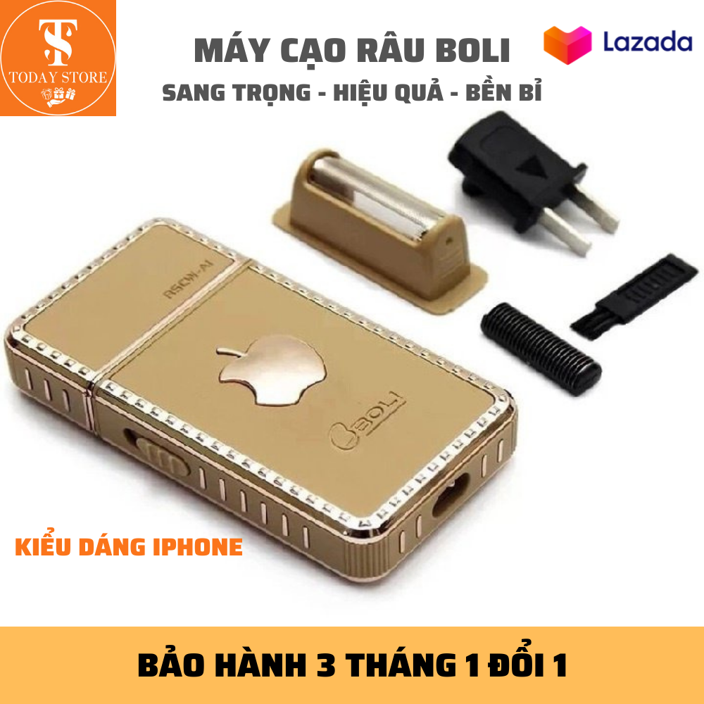 Máy cạo râu Boli,  kiểu dáng iphone, cạo sạch ngay từ lần cạo đầu tiên, tiện lợi, đẹp mắt, bền bỉ, tặng kèm lưỡi cạo dự phòng, bảo hành 3 tháng lỗi đổi mới