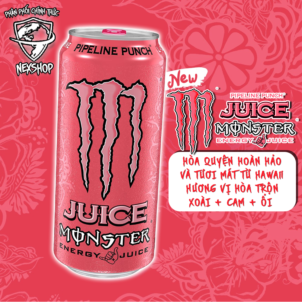 Nước Tăng Lực Monster Energy Pipeline Punch Hồng  - 473ml Mỹ