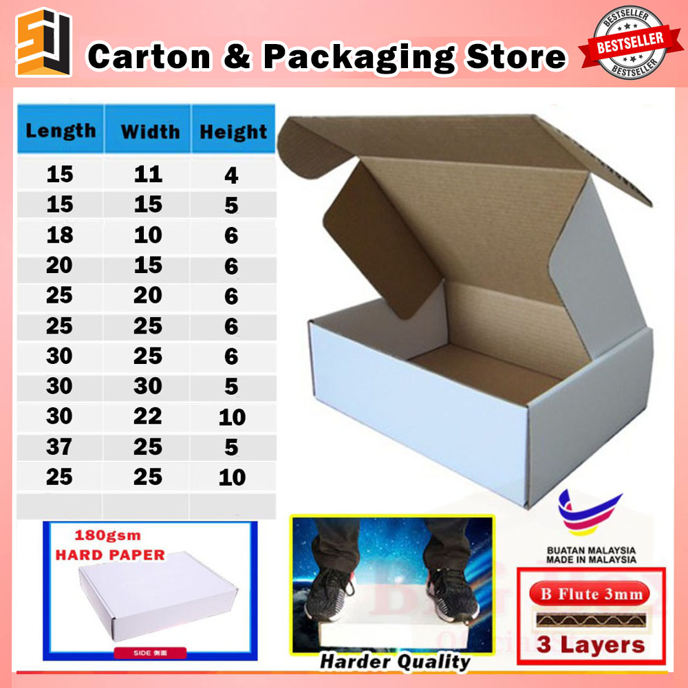 Gift Box Packaging Box Carton Box Packing Box Paper Craft Boxes Kotak Pizza Box Kotak Hantaran Hidden Box 飞机盒 纸箱 (White)