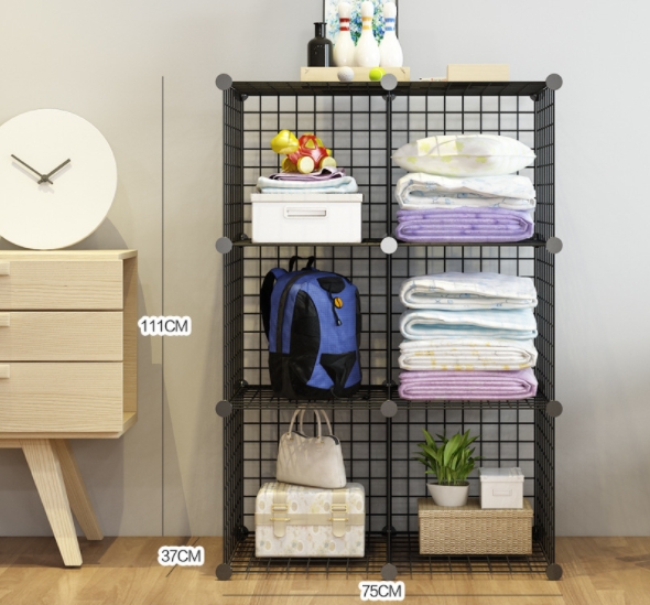 Kệ lưới sắt 6 ô đựng sách vở, đựng đồ đa năng dễ lắp ráp chịu lực 100kg