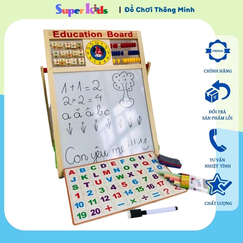 Bảng học ghép số và chữ 2 mặt bằng nam châm, Bảng ghép nam châm thông minh, bé học chữ, học số, học viết