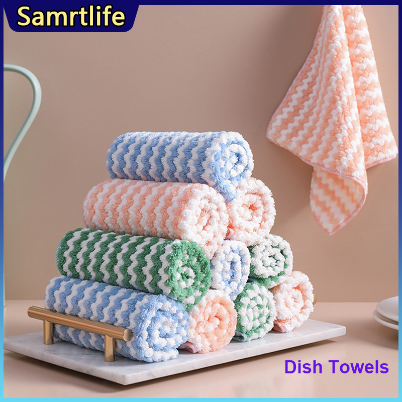 Gambar Smartlife Dish Towel Super Absorbent Microfiber Cleaning Cloth Kitchen Anti grease Wiping Rags Efficient Home Washing Dish Kitchen Cleaning Towel Non stick Oil Dish Towels