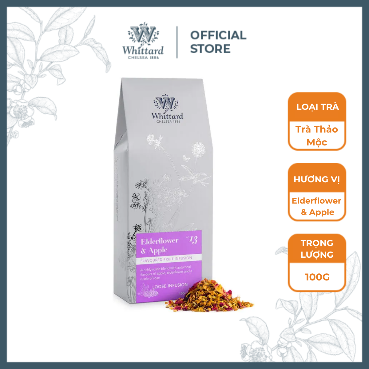 Trà thảo mộc Whittard Classic Elderflower & Apple
