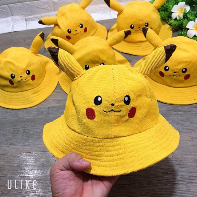 Mũ nón tai bèo Pikachu bé gái bé trai 2-4 tuổi có dây