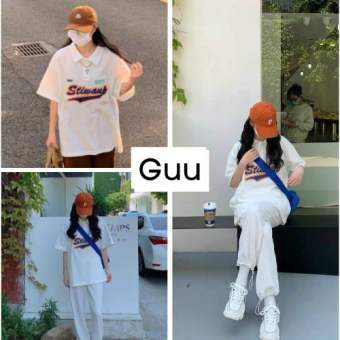Áo polo in STIW cổ bẻ tay lỡ [FREESHIP] Áo thun nam nữ form rộng style hàn quốc GUU