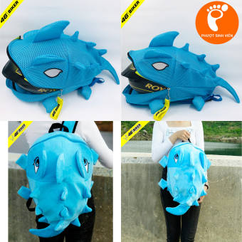 Balo con khủng long vải lưới,vải nhung màu xanh biển