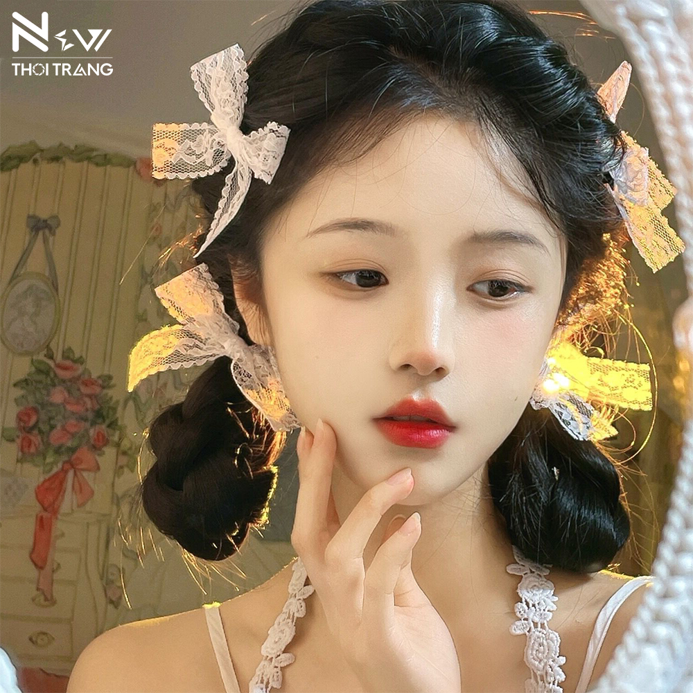 Kẹp tóc nơ ren phong cách lolita cổ tích dễ thương - new thoi trang