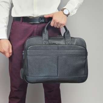 Cặp công sở nam da bò thật; Túi công sở nam nữ da thật CD320LD (Đen) - 100% da thật, BH 3 năm