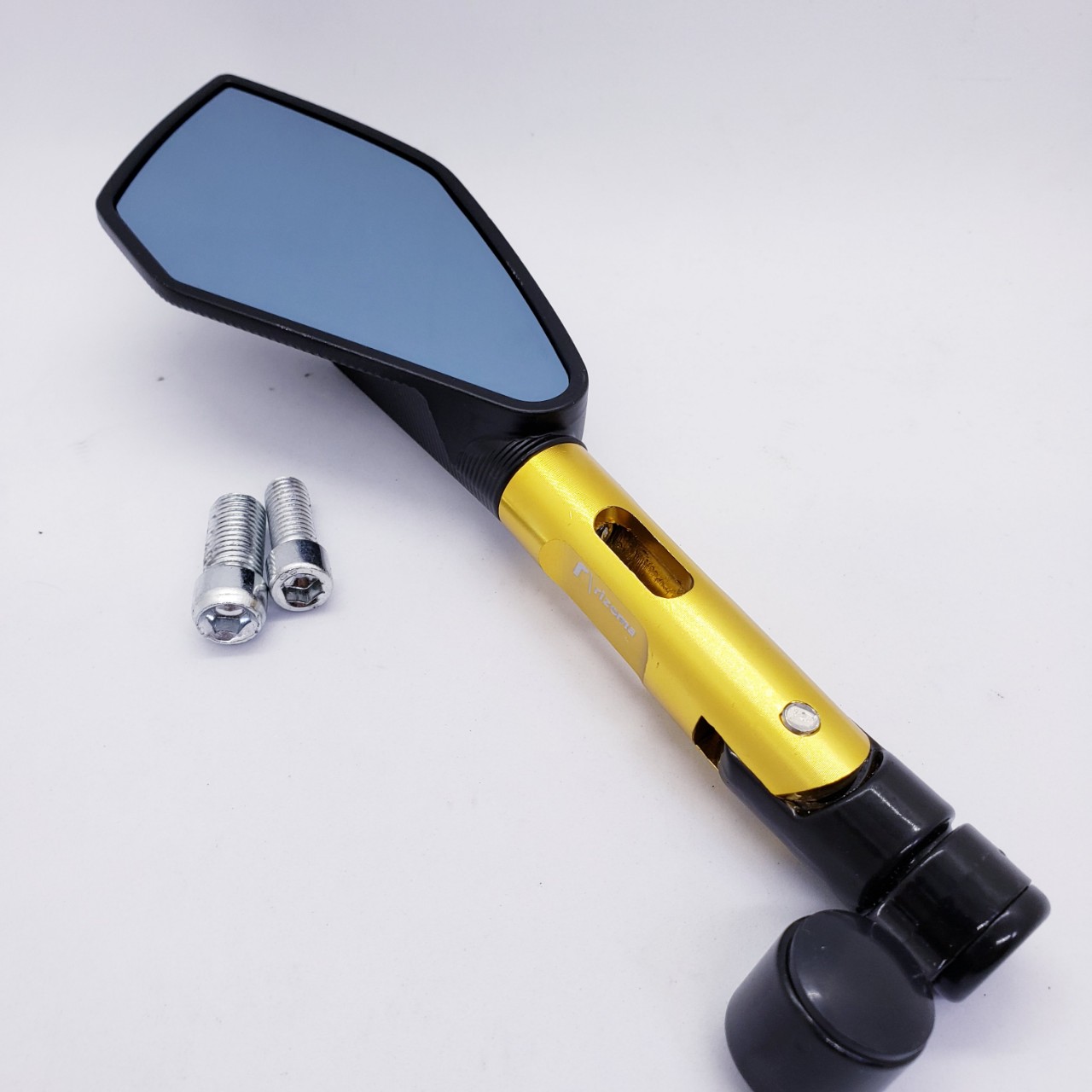 Gương xe máy kính chiếu hậu rizoma 5 cạnh vàng gắn bên trái xe exciter winner sh vario...