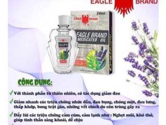 Dầu Gió Trắng Con Ó 2 nắp EAGLE BRAND SINGAPORE Hương Lavender + khuynh diệp