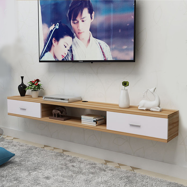Kệ Tivi Treo Tường Tiết Kiệm Diện Tích 2 Ngăn Kéo Vân Gỗ Sồi Phong Cách The Nordic