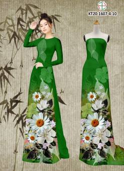 Áo Dài Truyền Thống Lụa Nhật In Hoa 3D Siêu Đẹp