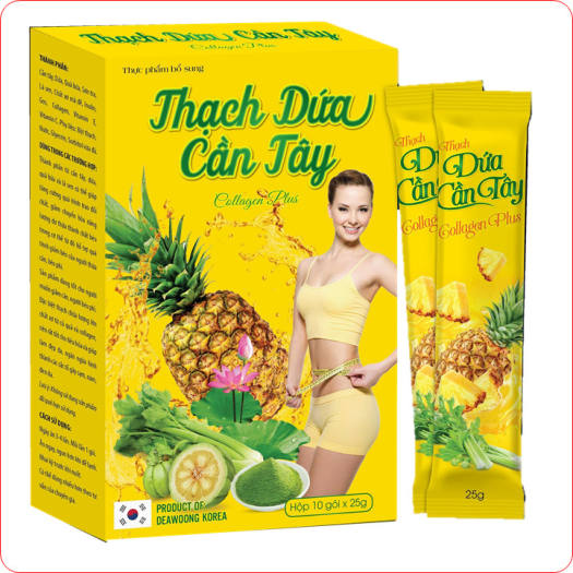 Thạch Dứa Cần Tây Collagen Plus - Giúp Giảm Mỡ, Kiểm Soát Cân Nặng,Đẹp Dáng , Sáng Da - Thạch Dứa Cần Tây