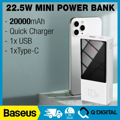 Baseus Super Mini 22.5W Fast Charging Powerbank Digital Display 10000mAh 20000mAh Quick Charge Powerbank Portable Charger (2)