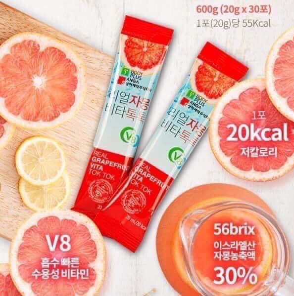 [Lẻ 1 gói] Trà Bưởi Giảm Cân Sanga Real Grapefruit Vita Tok Tok 30 Gói Hàn Quốc Chính Hãng