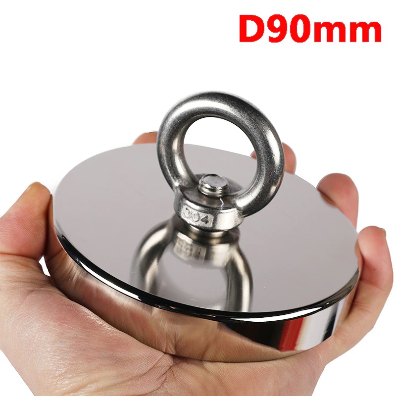 Nam châm cứu hộ D90mm x 18mm siêu từ tính lực hút 300KG Không Vỡ vớt đồ dưới nước