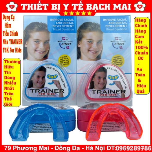 Dụng Cụ Niềng Răng Trainer T4K Hàng ÚC - màu xanh, màu hồng