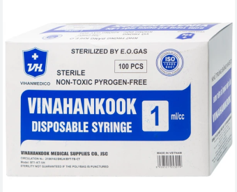Bơm kim tiêm Vinahankook 1ml/cc ( cỡ kim 26G x 1/2") sử dụng 1 lần- Khử Trùng An Toàn Tuyệt Đối