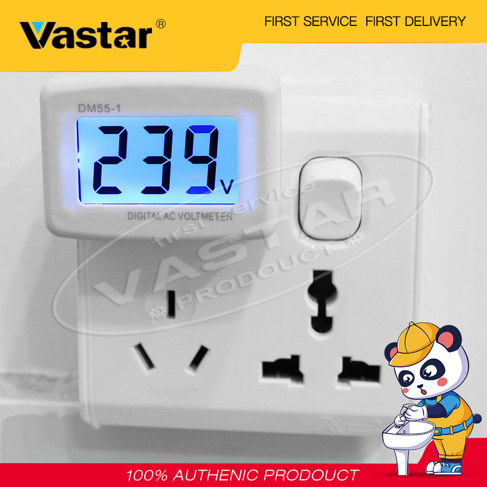 Vastar AC Panel Meter LCD Blue Backlight Digital Voltage Mmeter Tester Voltmeter 110/220V Switch EU/US Plug Volt Power Monitor