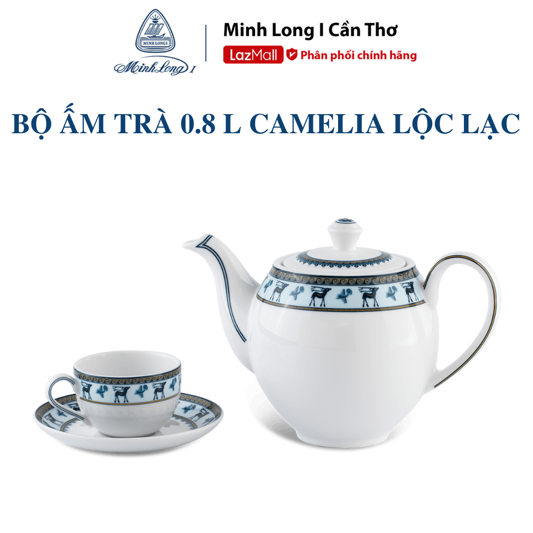 Bộ trà 0.8 l camellia lộc lạc - gốm sứ cao cấp minh long i