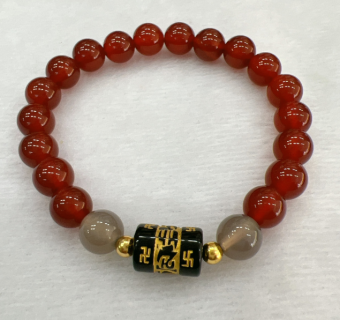 🍁☎Chuỗi Vòng tay Đá mã não đỏ 8 ly mặt lu thống khắc chú mang lại may mắn ,bình an