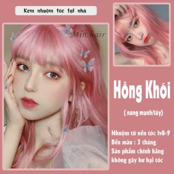 Thuốc nhuộm tóc màu hồng khói, tặng kèm oxy trợ dưỡng và bao tay