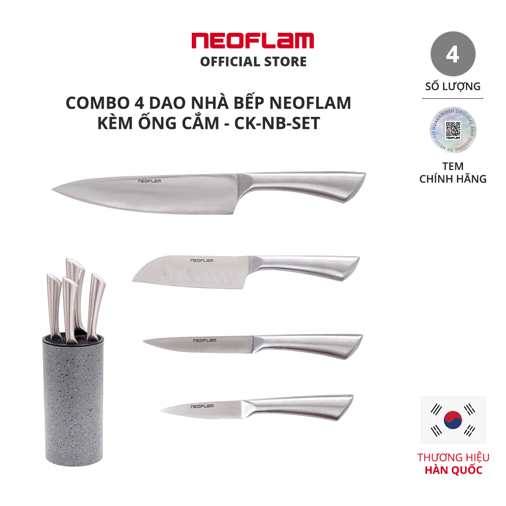 Combo 4 dao nhà bếp neoflam kèm ống cắm - ck-nb-set