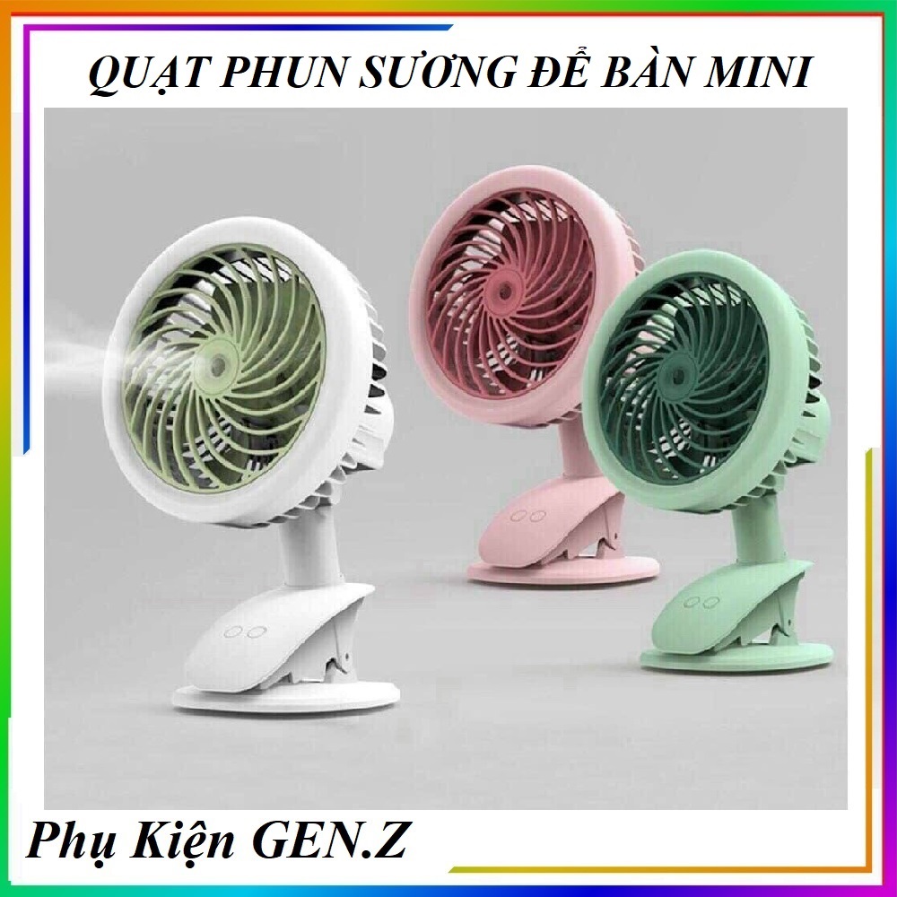 Quạt kẹp bàn phun sương mini - quạt phun sương mini để bàn kẹp bàn cool - quạt hơi nước mini phun sương tích sạc điện có kẹp để bàn tiện lợi