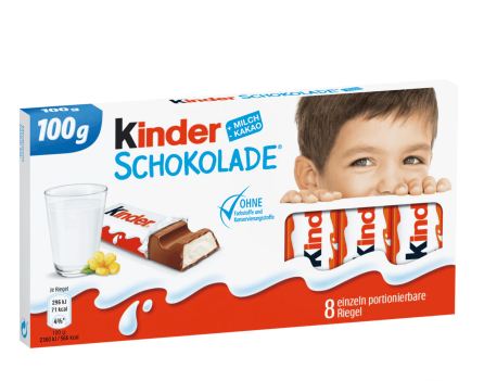Schokolade Kinder - Kẹo socola nhân sữa thơm ngọt, hộp 8 thanh, 100gr.