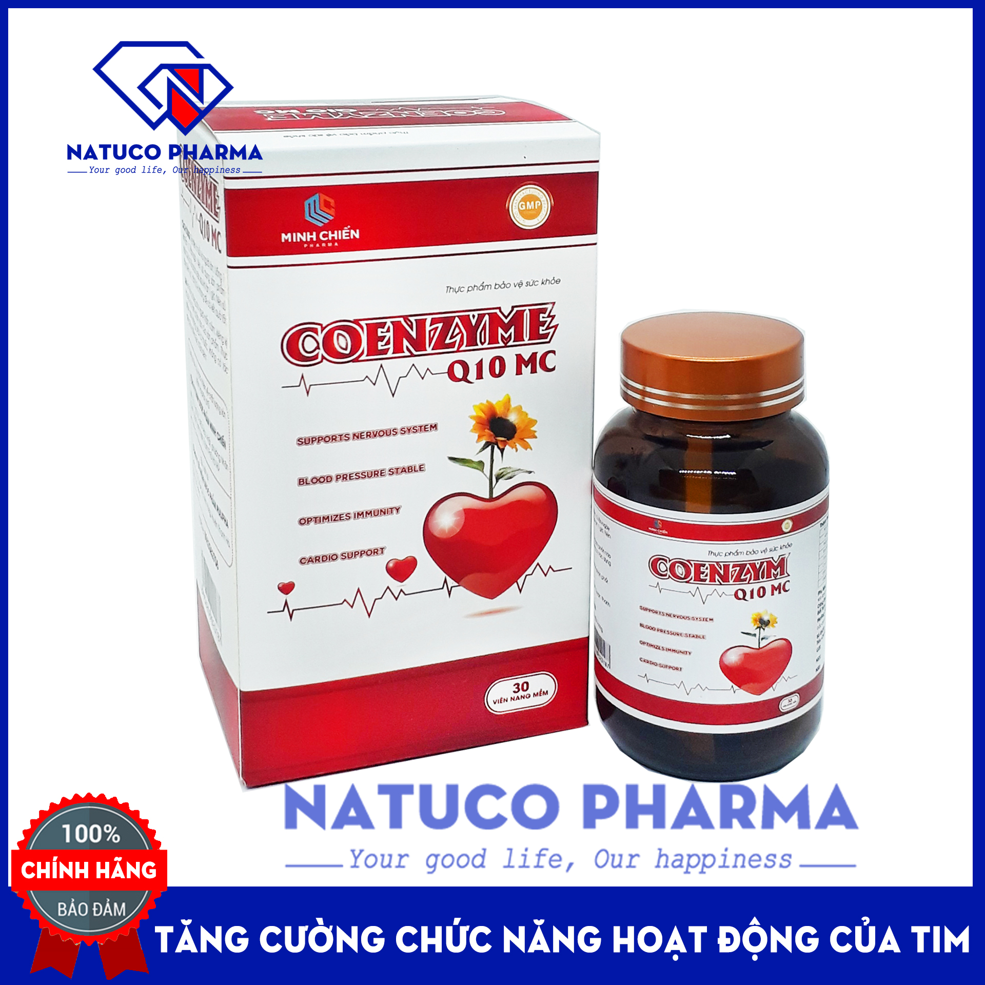 Viên uống bổ tim mạch Coenzyme Q10 MC giúp điều hòa huyết áp  tăng cường sức khỏe thành phần thảo dược hiệu an toàn hiệu quả  (Hộp 30 viên)