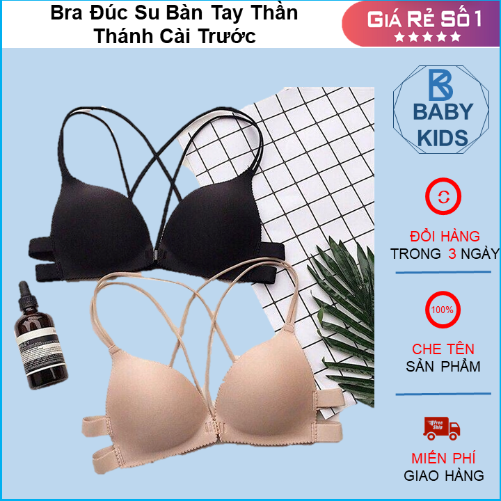 Combo 3 bra đúc su bàn tay thần thánh cài trước áo lót nữ, áo bra nữ cài trước màu da và đen - áo lót cài trước đệm bàn tay nâng ngực, áo bra đúc su dây chéo cài trước 810