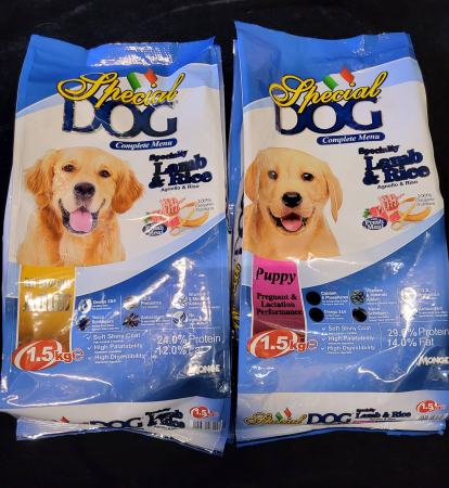 SPECIAL DOG FOOD for dogs puppy and adult 9kg. and 1.5kg