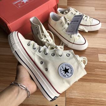 Giày Converse Chuck Tayler Nam Nữ Cổ Cao Cổ Thấp Màu Trắng Sữa