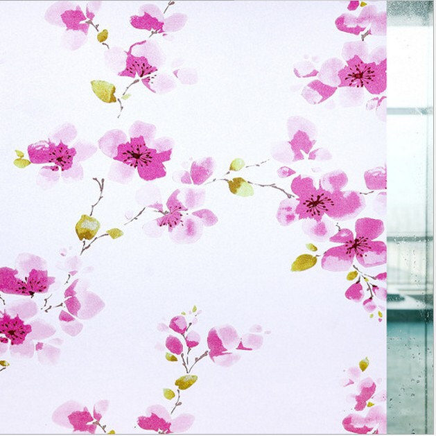 5 Mét Decal Dán Kính Mờ Khổ 45cm Có Sẵn Keo - Cành Hoa Đỏ TK046