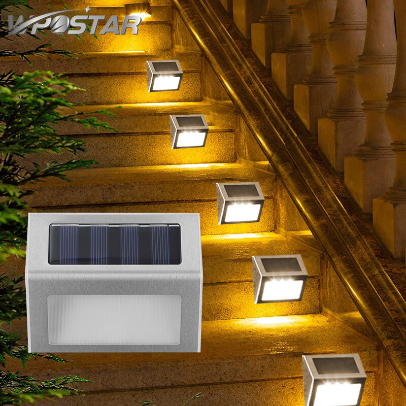 6 LED Solar Stair Lights Waterproof Outdoor Step Fence Lamp for Deck Path Garden Yard