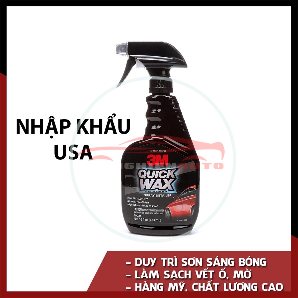 Chai xịt tăng độ bóng bề mặt sơn ô tô xe máy 3m 39034 quick wash 473ml làm mới bề mặt xe - nhập khẩu 3m usa