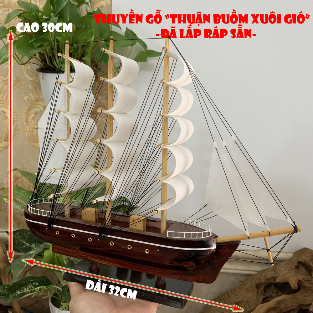 [HCM][Đã lắp ráp] Mô Hình Thuyền Gỗ Trang Trí Nhà Cửa - Tàu Chở Hàng Le Belem Thân 30cm - Gỗ Tự Nhiên