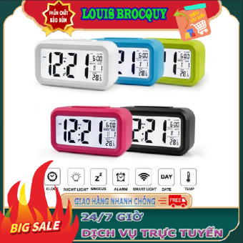 Đồng hồ báo thức điện tử kỹ thuật số để bàn với đèn LED nền cảm biến đa chức năng LC01