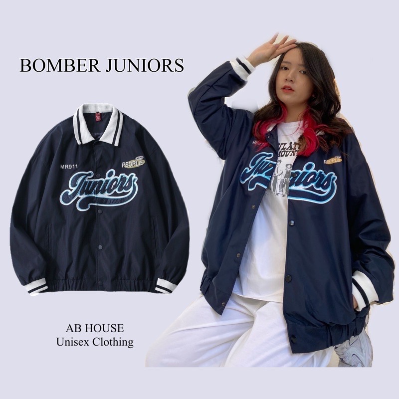 Áo Khoác Tay Dài Bomber Jacket JUNIORS Dù 2 Lớp (Ảnh Thật/Có Sẵn)