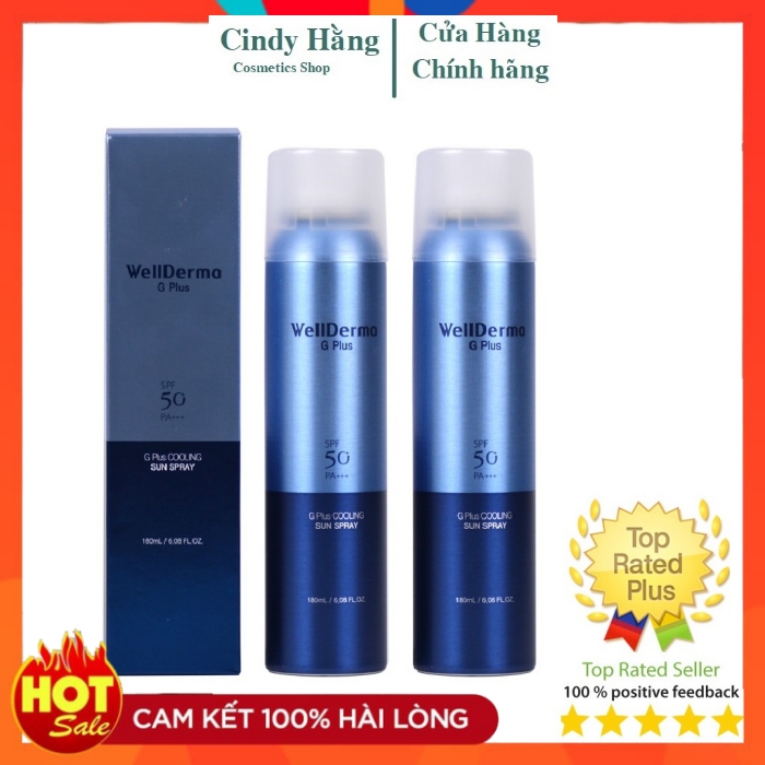 Xịt chống nắng wellderma g plus cooling sun spray spf50 pa+++ - chống trôi, giảm nhiệt, làm mát da