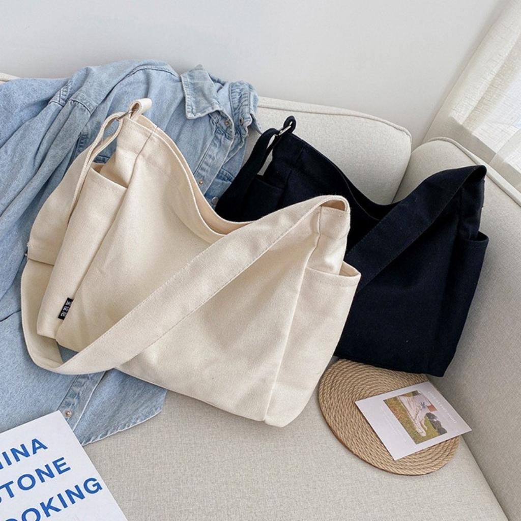 Túi Đeo Chéo Nữ Vải Canvas ,Túi Tote Đeo Chéo Đi Học Đi Chơi phong cách Hàn Quốc –Niorfashion_store TU2